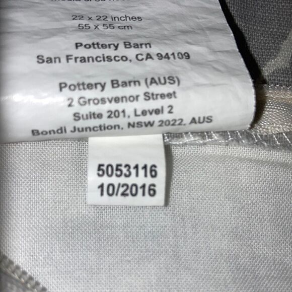 POTTERY BARN Pomegranate Floral Pillow Cream and gray Cover 22 x 22 inches - Picture 10 of 11